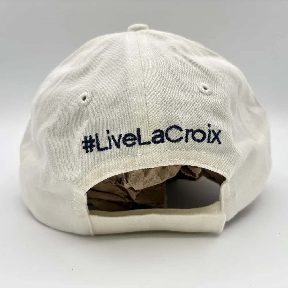 La Croix Hat Cap Strap Back One Size White Can Embroidered #LiveLaCroix NEW
